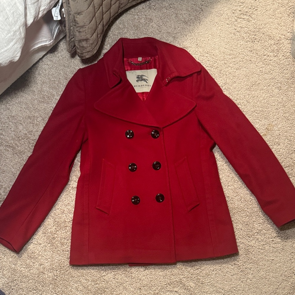 Burberry Red Pea Coat